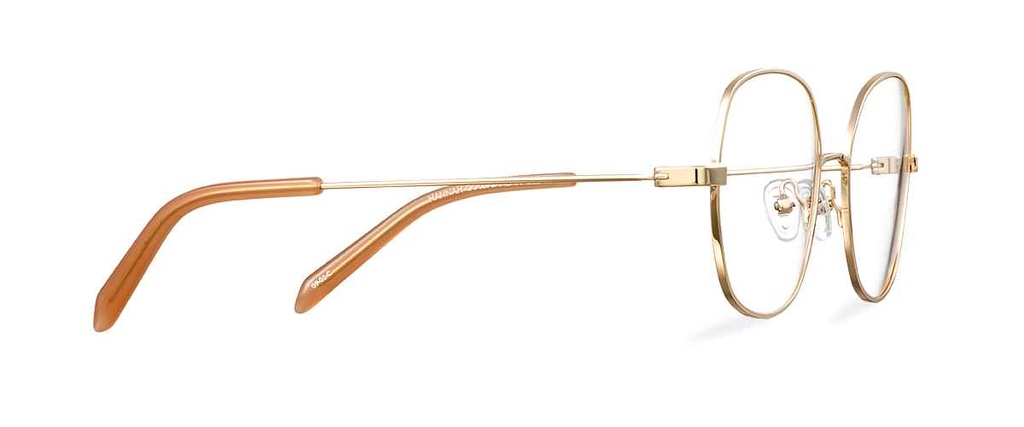 Okulary zerówki damskie i męskie Hannah złote – oprawki geometryczne z metalu, widok z góry