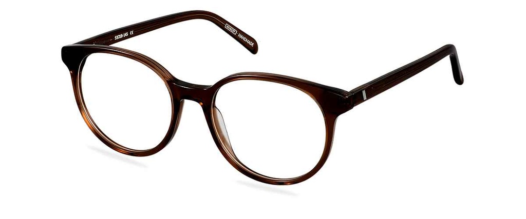 Okulary zerówki damskie i męskie Lucy brązowe – oprawki okrągłe z acetatu, widok z prawej strony
