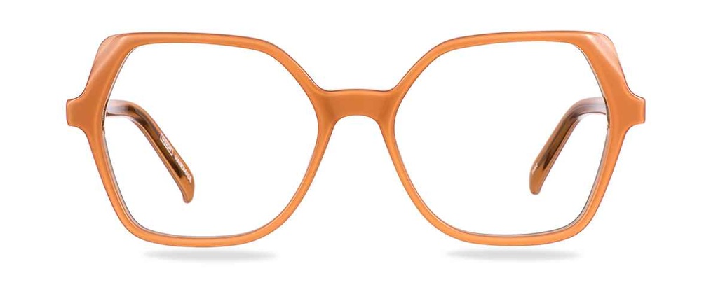 Okulary korekcyjne damskie Oprah brzoskwiniowe – oprawki geometryczne z acetatu, widok z przodu