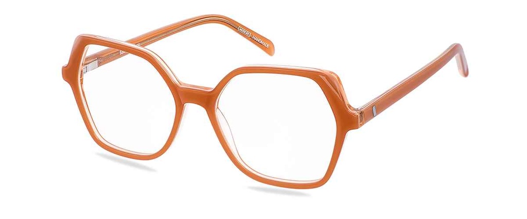 Okulary korekcyjne damskie Oprah brzoskwiniowe – oprawki geometryczne z acetatu, widok z góry