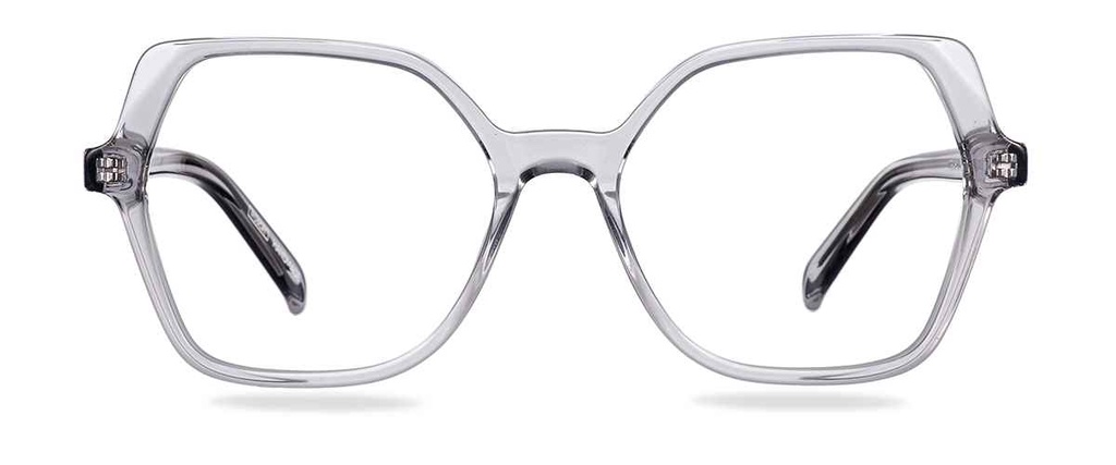 Okulary korekcyjne damskie Oprah szare – oprawki geometryczne z acetatu, widok z przodu