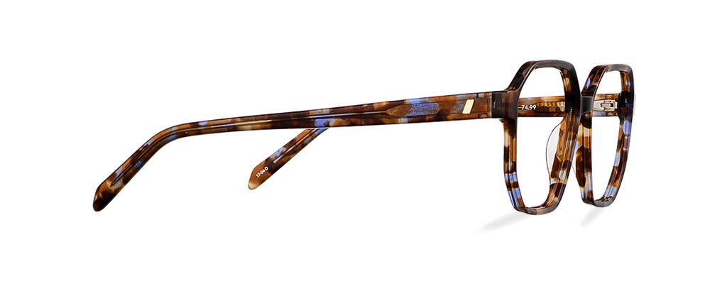 Okulary do komputera Blair brązowe – oprawki geometryczne z acetatu, na modelu