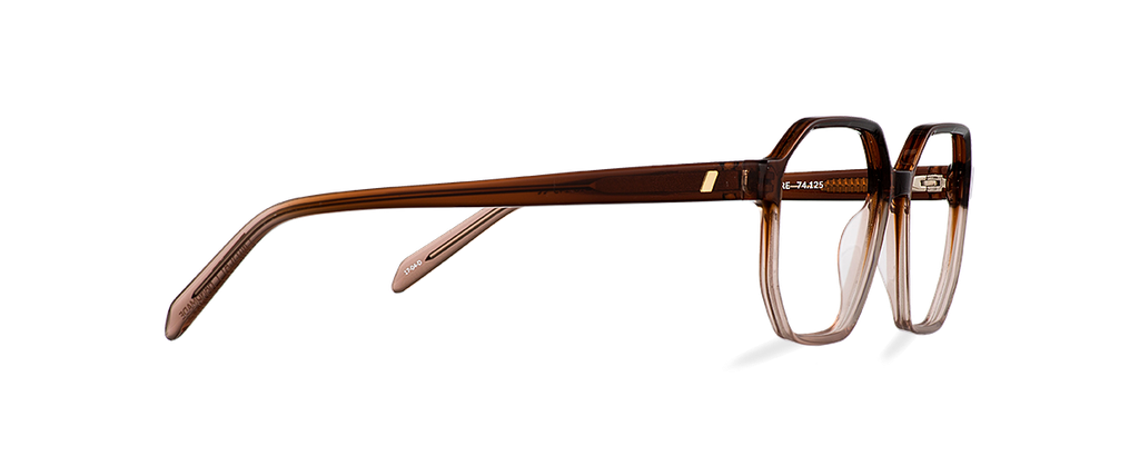 Okulary zerówki damskie i męskie Blair brązowe – oprawki geometryczne z acetatu, na modelu