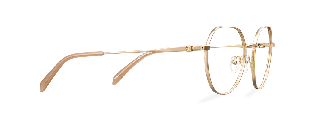 Okulary do komputera Holly złote – oprawki geometryczne z metalu, widok z prawej strony