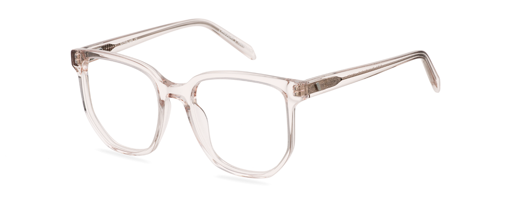 Okulary zerówki damskie i męskie Sara szampańskie – oprawki kocie z acetatu, widok z góry
