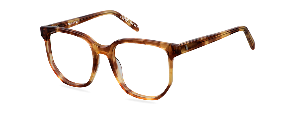 Okulary zerówki damskie i męskie Sara brązowe – oprawki kocie z acetatu, widok z góry