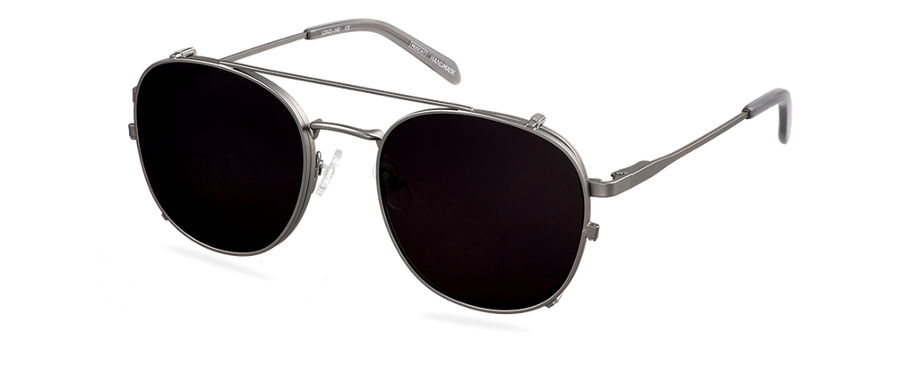 Clip on Sun Leo Wide Satin Gunmetal/Smoke