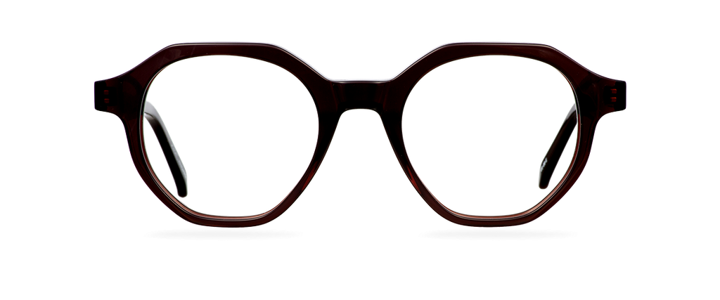 Okulary zerówki damskie i męskie Austin brązowe – oprawki geometryczne z acetatu, widok z góry