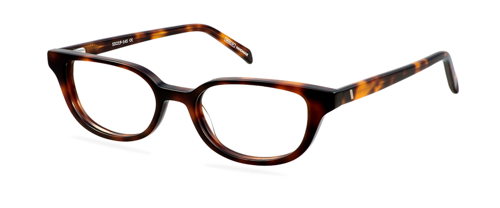 Okulary zerówki damskie i męskie Harper brązowe – oprawki kocie z acetatu, widok z prawej strony
