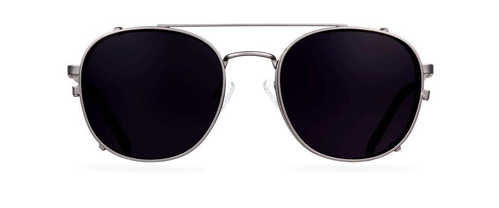 Clip on Sun Leo Wide Satin Gunmetal/Smoke